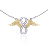 Angel Wings with Infinity Silver and Gold Necklace MNC445 - Jewelry