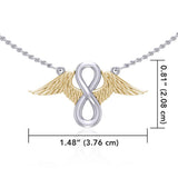 Angel Wings with Infinity Silver and Gold Necklace MNC445 - Jewelry