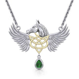 Gold Plated Celtic & Pegasus Horse with Wing Silver Necklace MNC540 - Jewelry