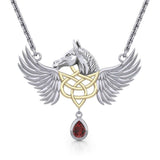 Gold Plated Celtic & Pegasus Horse with Wing Silver Necklace MNC540 - Jewelry