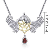 Gold Plated Celtic & Pegasus Horse with Wing Silver Necklace MNC540 - Jewelry