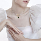 Steampunk Celtic Silver and Gold Accent Necklace with Gemstone MNC550 - Jewelry
