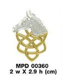 Celtic Horse Gold Accent Pendant MPD360 - Jewelry
