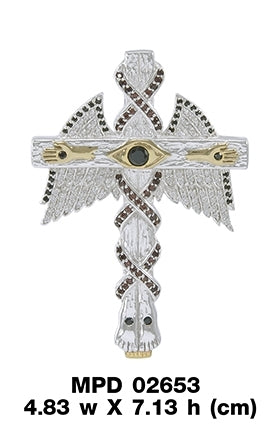 Believe in thy Cross ~ Dali-inspired fine Sterling Silver Jewelry Pendant in 14k Gold accent
