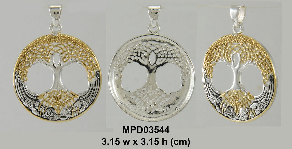 Behold the Magnificent Tree of Life ~ 14k Gold accent and Sterling Silver Jewelry Pendant MPD3544