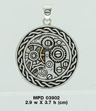 Endless Circle Knot in Steampunk ~ Sterling Silver Jewelry Pendant with 14k Gold accent MPD3902