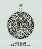 Endless Circle Knot in Steampunk ~ Sterling Silver Jewelry Pendant with 14k Gold accent MPD3902