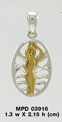 Dancing Goddess Gold Accent Silver Pendant MPD3916
