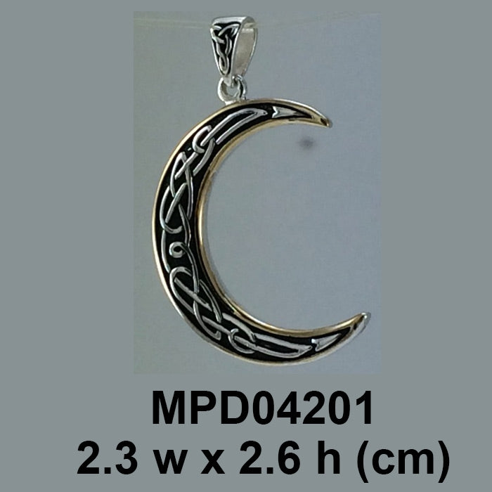 Celtic Knotwork Silver and Gold Crescent Moon MPD4201