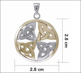 Celtic Trinity Quaternary Knot Silver and Gold Pendant MPD4637