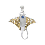 Celtic Manta Ray Sterling Silver and 14K Gold Accent Pendant MPD072