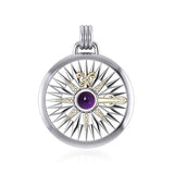 Celtic Fleur de Lis Compass Gemstone Pendant MPD075 - Jewelry