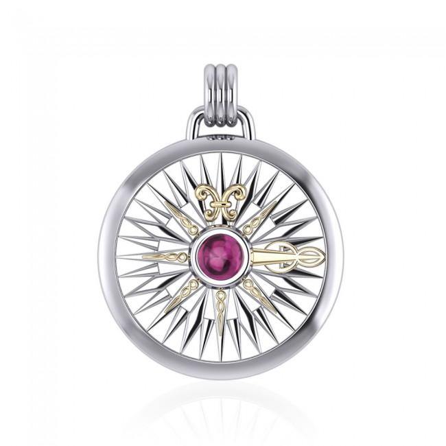 Celtic Fleur de Lis Compass Gemstone Pendant MPD075 - Jewelry