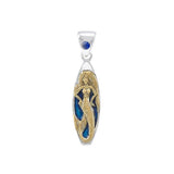 Mermaid Surfboard Sterling Silver and Vermeil Gold Accent  Pendant MPD077