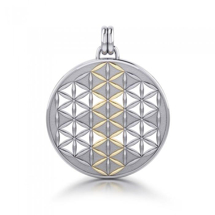 Flower of Life Mandala Silver and Gold Pendant MPD1146 - Jewelry