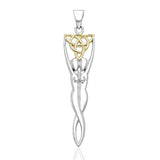 Goddess Trinity Knot Gold Accent Silver Pendant MPD1201