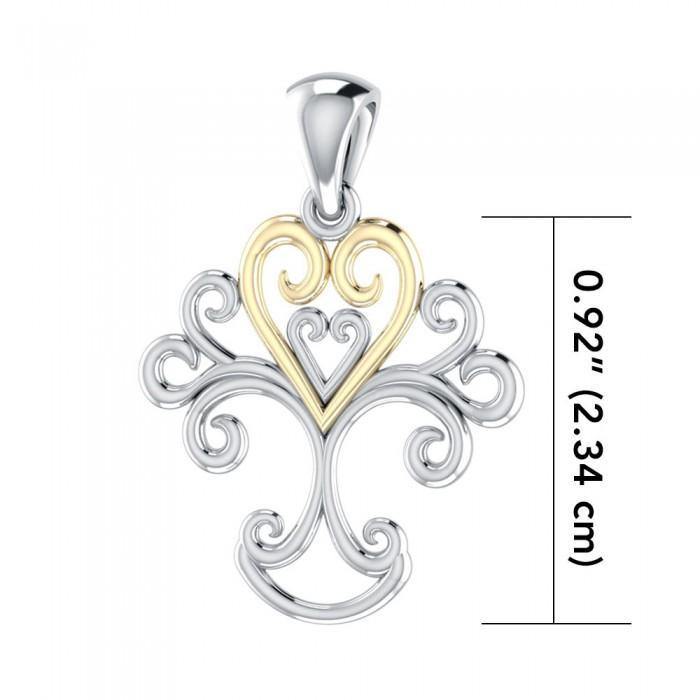 Heartfelt Tree of Life ~ 18k Gold accent and Sterling Silver Jewelry Pendant MPD1220