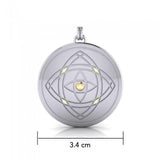 Hold your focus ~ Be Focused ~ A Sterling Silver Jewelry Pendant Mandala with 14k gold accent MPD1262