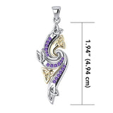 Celtic Knotwork Silver and 14k Gold Accent with Gemstone Pendant MPD1272 - Jewelry