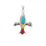Royal Excellence in Fleur-de-Lis ~ Sterling Silver Jewelry Pendant with 14k Gold accent and Natural Gemstones - Jewelry