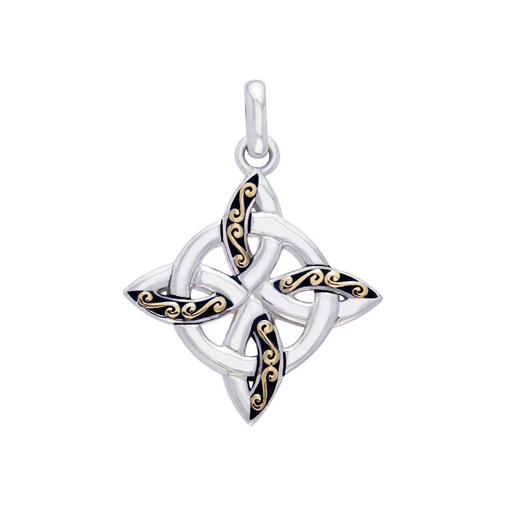 Celtic Four Point Knot Silver & Gold Plated Pendant MPD1807 - Jewelry