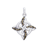 Celtic Four Point Knot silver with 18k gold accents Pendant MPD1807