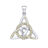 Braided Celtic Triquetra Silver and Gold Accent Pendant MPD1814