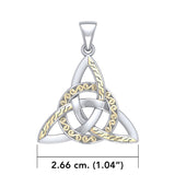 Braided Celtic Triquetra Silver and Gold Accent Pendant MPD1814