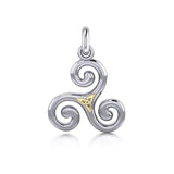 Celtic Triskele Silver & 18k gold accents Pendant MPD1815