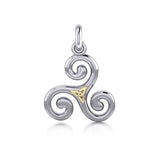 Celtic Triskele Silver & Gold Pendant MPD1815 - Jewelry