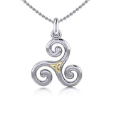 Celtic Triskele Silver & Gold Pendant MPD1815 - Jewelry