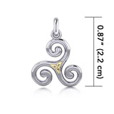 Celtic Triskele Silver & Gold Pendant MPD1815 - Jewelry