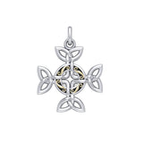 Celtic Knotwork Cross Silver and Gold Pendant MPD1816 - Jewelry