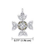 Celtic Knotwork Cross Silver and Gold Pendant MPD1816 - Jewelry