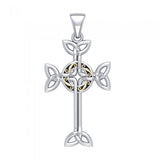 Celtic Cross Silver & Gold Pendant MPD1819 - Jewelry