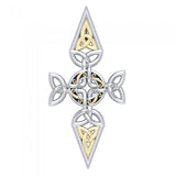 Celtic Trinity Cross Silver & Gold Pendant MPD1820 - Jewelry