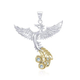 Soar as high as the Flying Phoenix ~ Sterling Silver Jewelry Pendant with 14k Gold Accent and Gemstone MPD2912 - Jewelry