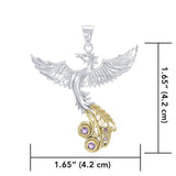 Soar as high as the Flying Phoenix ~ Sterling Silver Jewelry Pendant with 14k Gold Accent and Gemstone MPD2912 - Jewelry