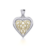 Celtic Knot Heart Sterling Silver and 14K Gold Accent Pendant MPD3015