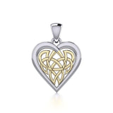 Celtic Knot Heart Sterling Silver and 14K Gold Accent Pendant MPD3015