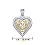 Celtic Knot Heart Sterling Silver and 14K Gold Accent Pendant MPD3015
