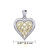 Celtic Knot Heart Sterling Silver and 14K Gold Accent Pendant MPD3015 - Jewelry