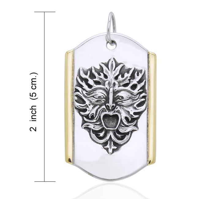Silver and Gold Green Man Pendant MPD3129