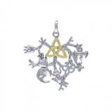 Behold the Presence of the Captivating Cimaruta Silver with 14K Gold Accent Pendant MPD3135