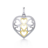 Heart in Heart Silver and Gold Pendant MPD3422 - Jewelry