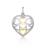 Heart in Heart Silver and Gold Pendant MPD3422