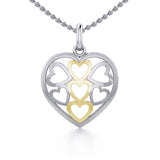 Heart in Heart Silver and Gold Pendant MPD3422 - Jewelry