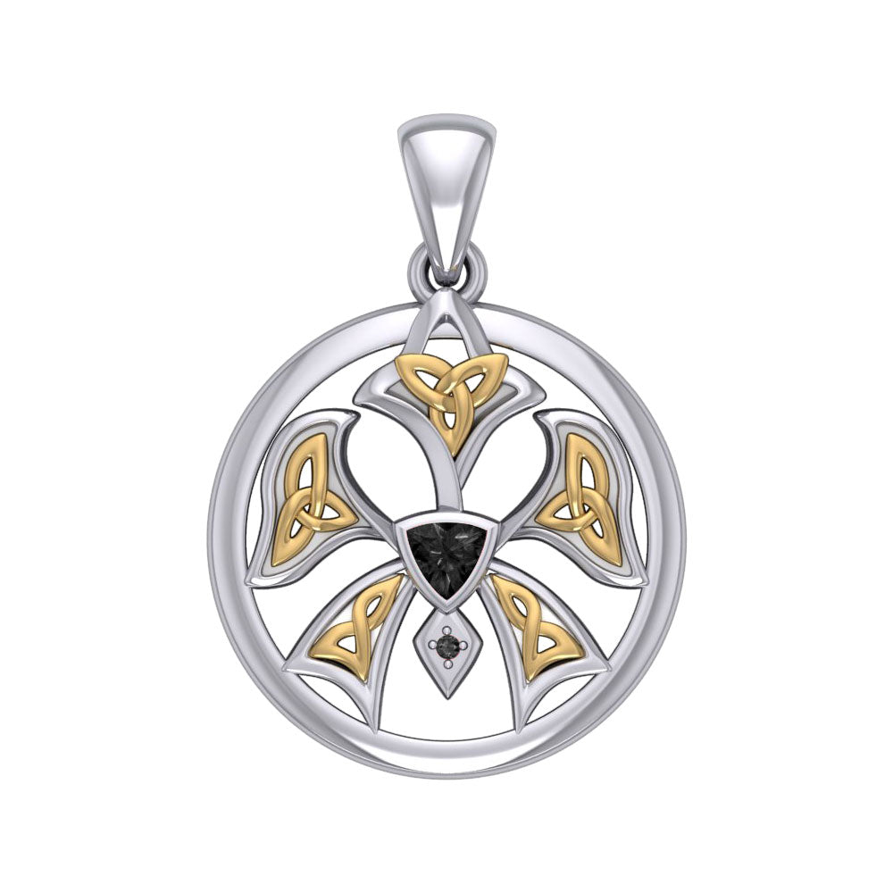 Abstract Orchid Silver and Gold Accents Pendant MPD3526
