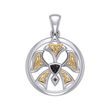 Abstract Orchid Silver and Gold Accents Pendant MPD3526