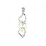 3 Hearts Together Silver and Gold Pendant MPD3602 - Jewelry